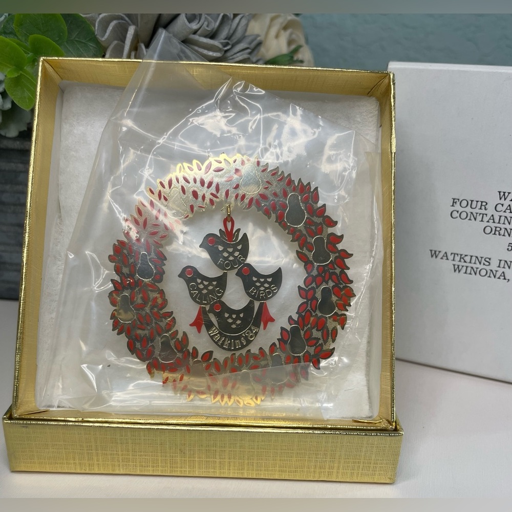 Vintage Ornament Four Calling Birds Watkins Metal #4 in collection